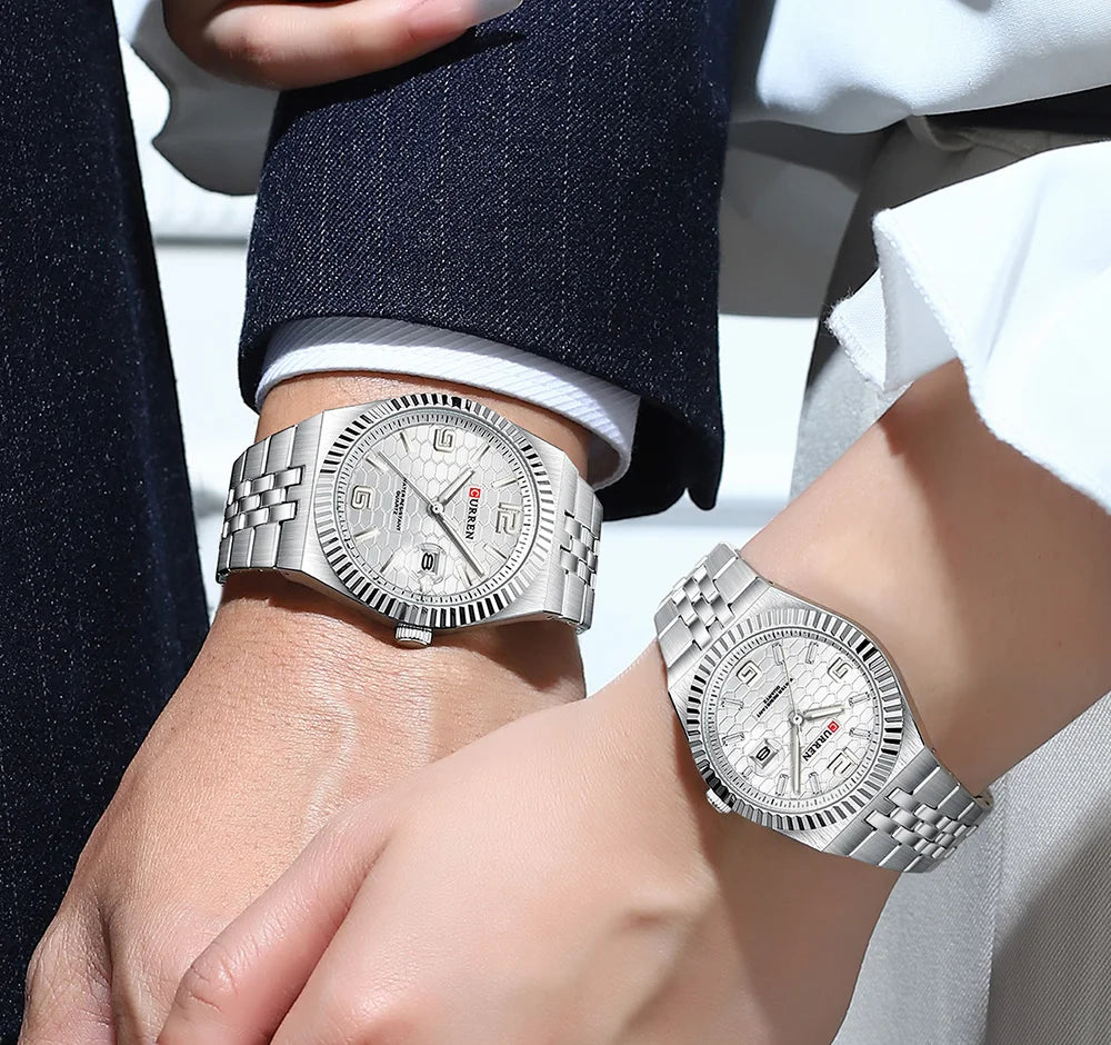 CURREN Couple Watches Waterproof Luminous Wristwatch for Lover Date Men‘s and Women's Wristwatch Simple Fashion