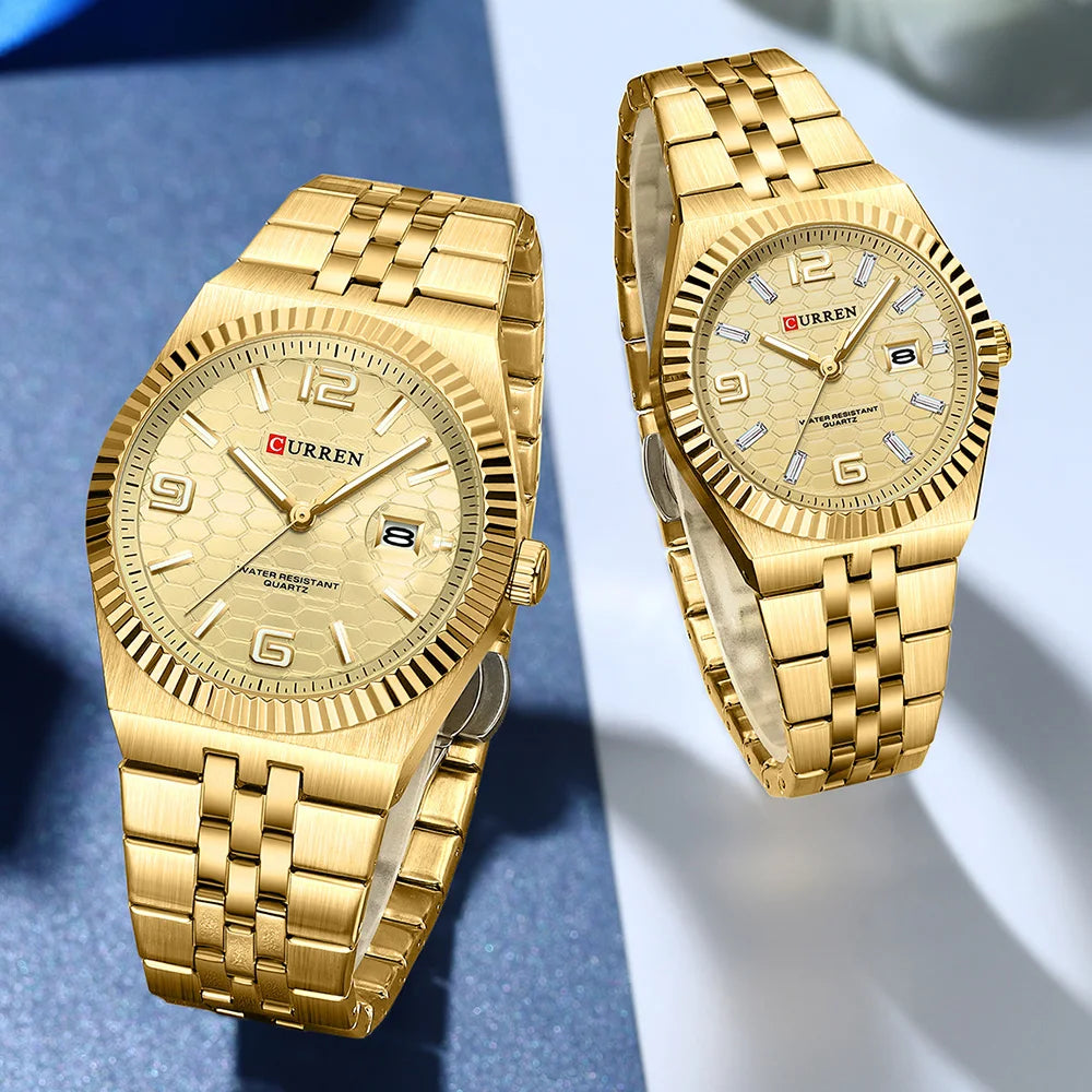 CURREN Couple Watches Waterproof Luminous Wristwatch for Lover Date Men‘s and Women's Wristwatch Simple Fashion