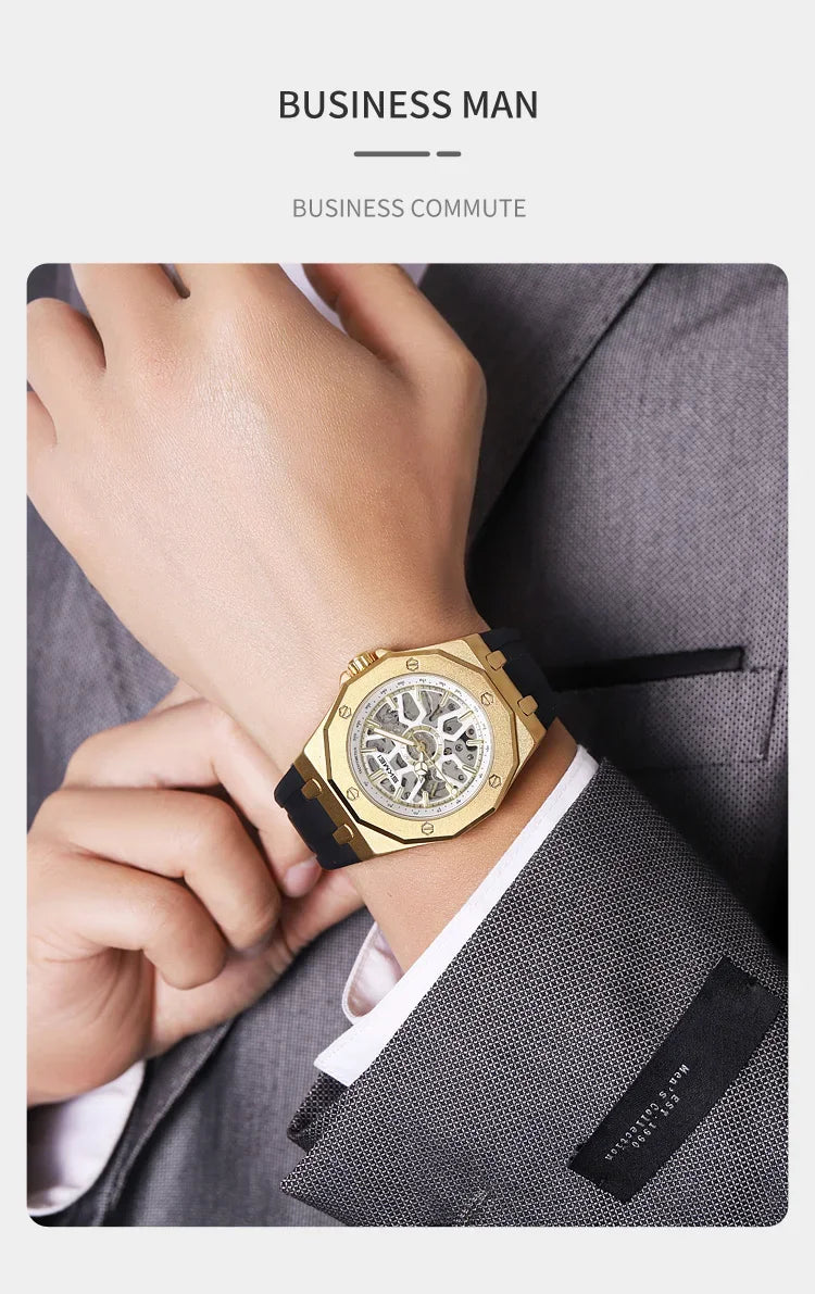 SKMEI M036 Movement Mens Casual Alloy Watches Movement Waterproof Mens Wristwatches Week Display Male Clock Luxury Mechanical