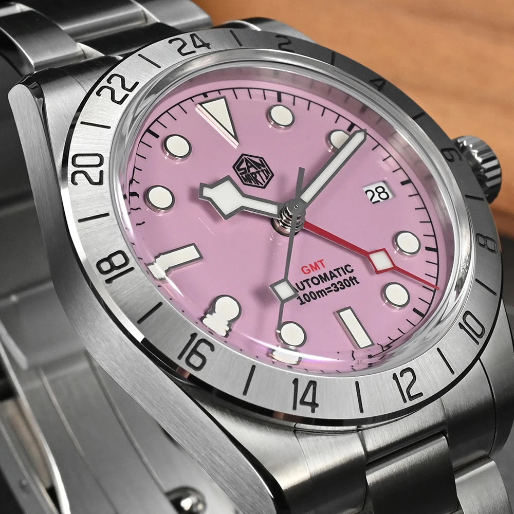 San Martin 39mm Luxury Couple Watches NH34 GMT 316L Stainless Steel Automatic Mechanical Men Watch Gift for boyfriend Sapphire