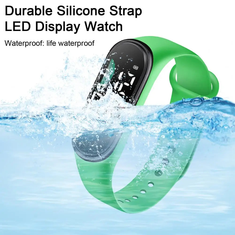Kids Electronic Watch Sports Waterproof Wrist Watch Large Font Screen LED Display Luminous Auto Date Full Calendar Digital Watch