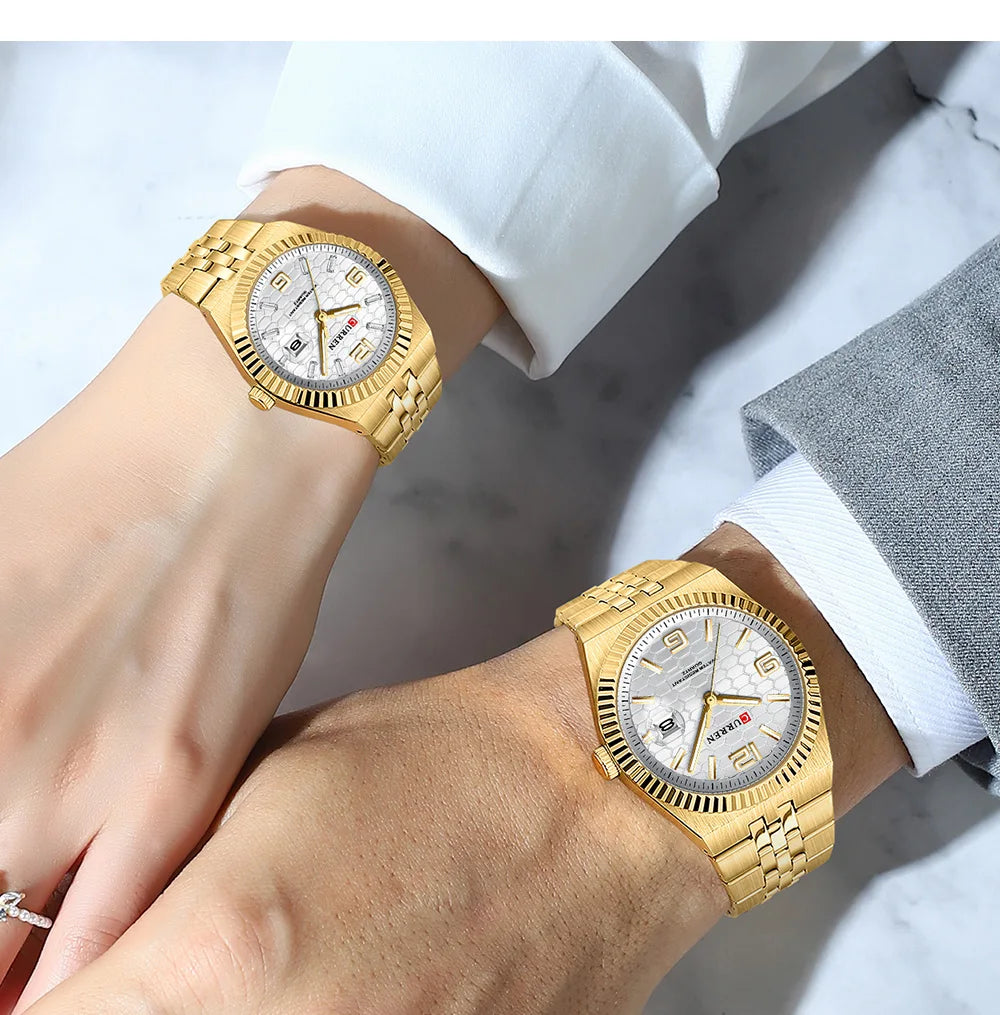 CURREN Couple Watches Waterproof Luminous Wristwatch for Lover Date Men‘s and Women's Wristwatch Simple Fashion