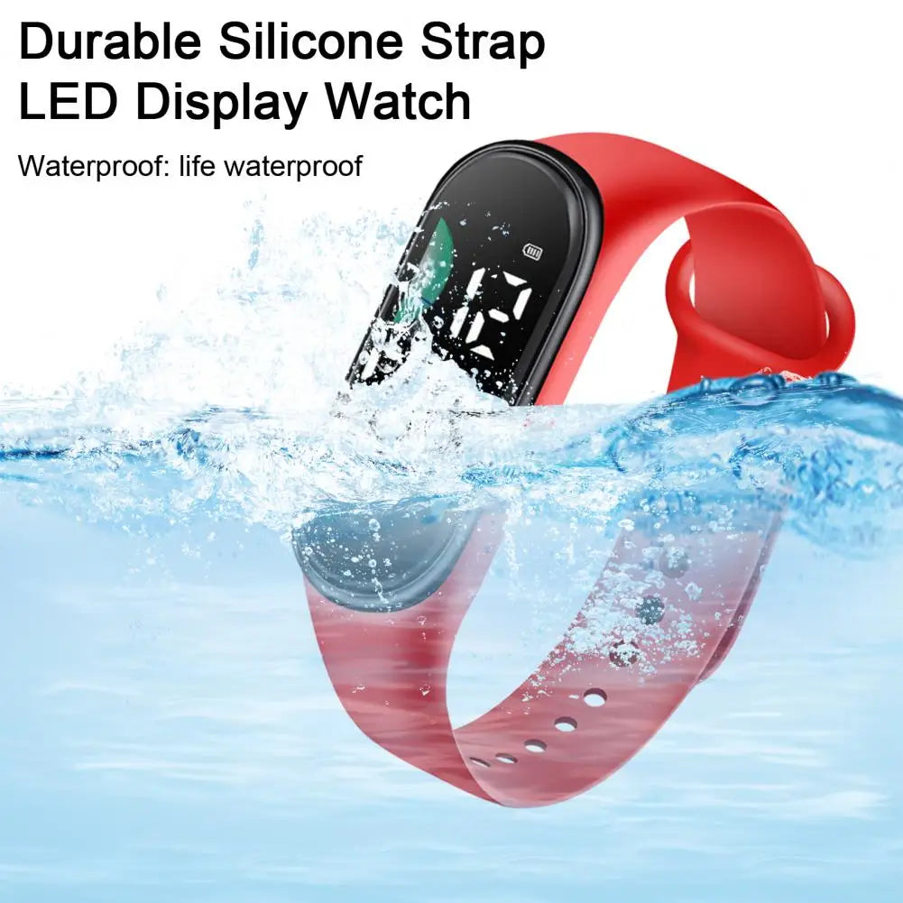 Kids Electronic Watch Sports Waterproof Wrist Watch Large Font Screen LED Display Luminous Auto Date Full Calendar Digital Watch