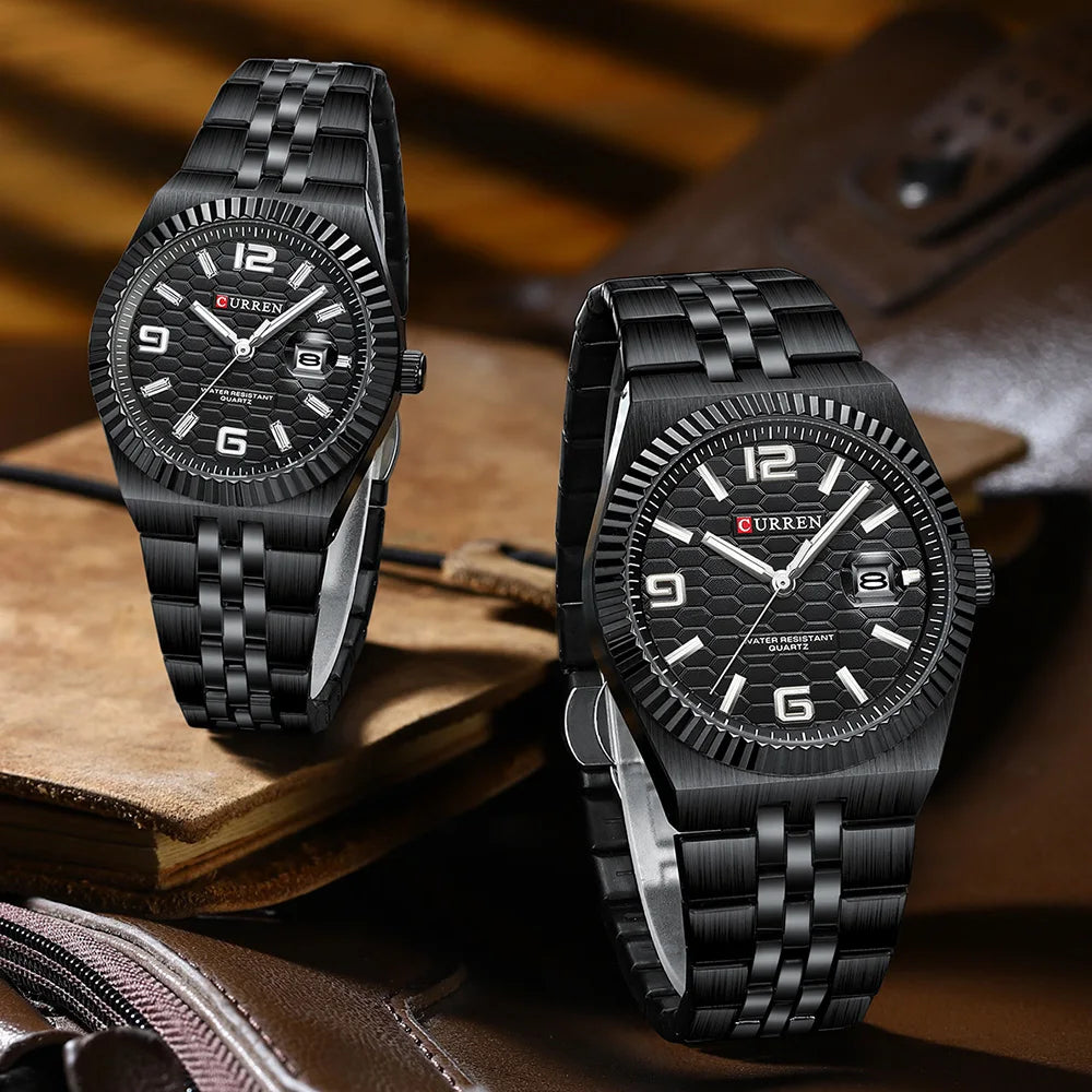CURREN Couple Watches Waterproof Luminous Wristwatch for Lover Date Men‘s and Women's Wristwatch Simple Fashion