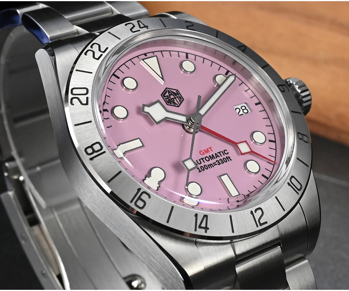 San Martin 39mm Luxury Couple Watches NH34 GMT 316L Stainless Steel Automatic Mechanical Men Watch Gift for boyfriend Sapphire