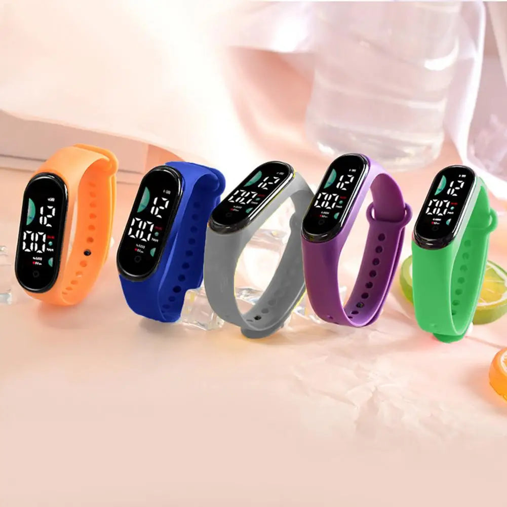 Kids Electronic Watch Sports Waterproof Wrist Watch Large Font Screen LED Display Luminous Auto Date Full Calendar Digital Watch