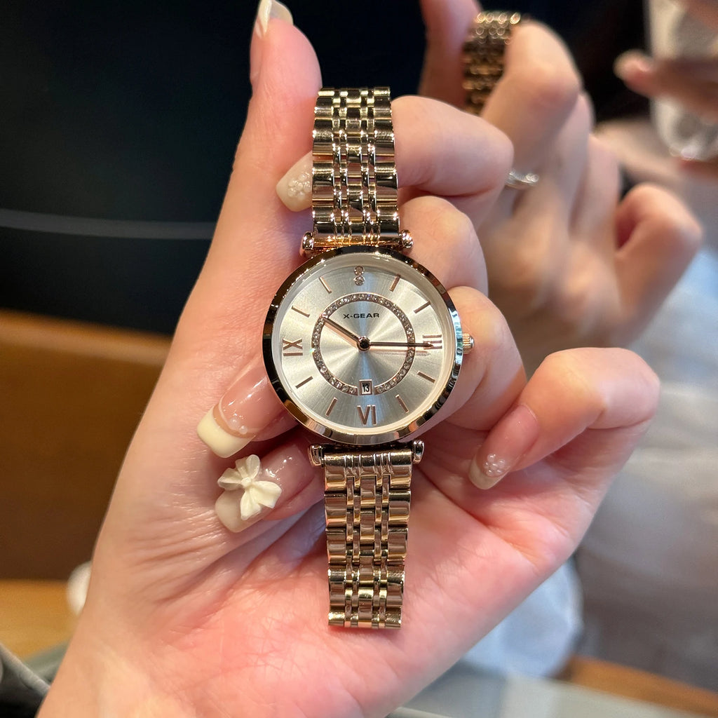 Fashion Couple Watches Stainless Steel Strap Analog Quartz Wristwatches His & Hers Matching Timepieces for Couples