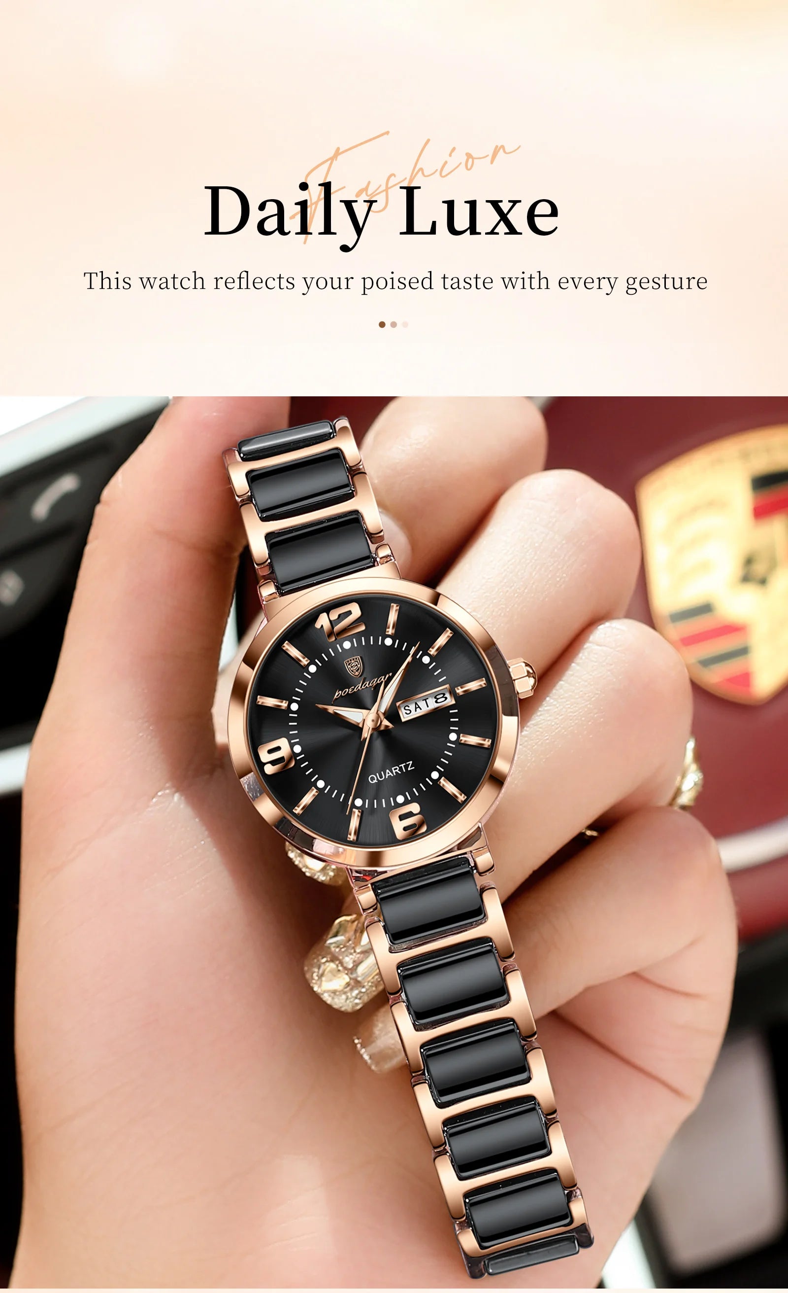 POEDAGAR Top Fashion Elegant Watch For Woman Week Date High Quality Waterproof Ladies Quartz Watch Stainless Steel Women Watches