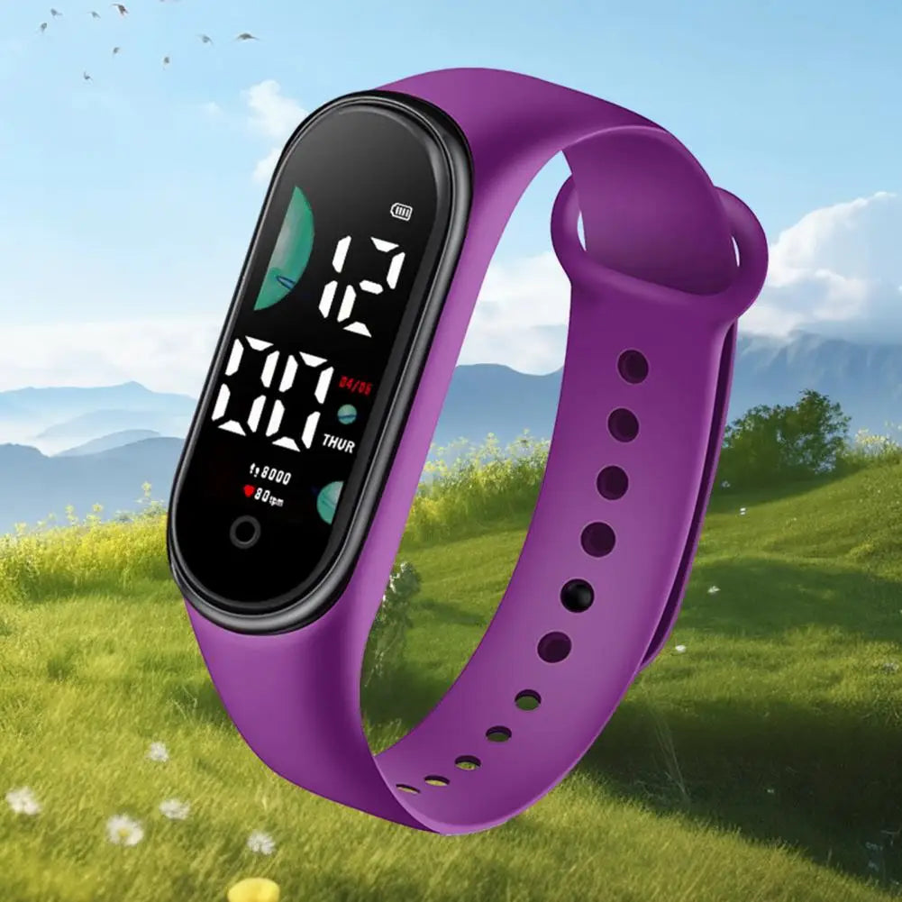 Kids Electronic Watch Sports Waterproof Wrist Watch Large Font Screen LED Display Luminous Auto Date Full Calendar Digital Watch
