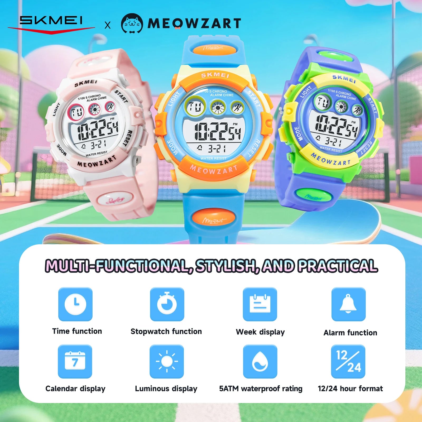 SKMEI Wristwatch For Boys Girl 5Bar Waterproof Kidss Children's Watch Luminous Display Sports Electronics Watch Relogio Infantil