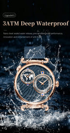 POEDAGAR Fashion Man Clock Dual Time Zone Display Waterproof Date Men Watch Sports Mesh Stainless Steel Men's Quartz Watches+Box