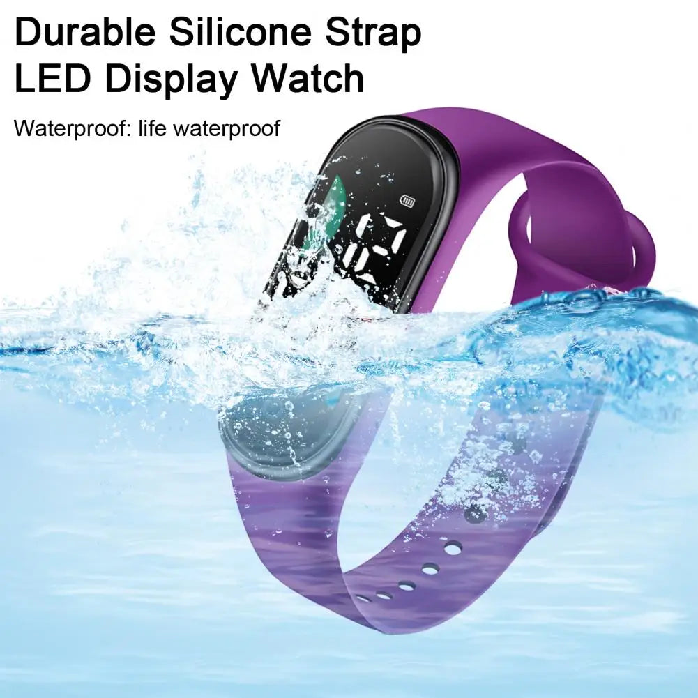 Kids Electronic Watch Sports Waterproof Wrist Watch Large Font Screen LED Display Luminous Auto Date Full Calendar Digital Watch