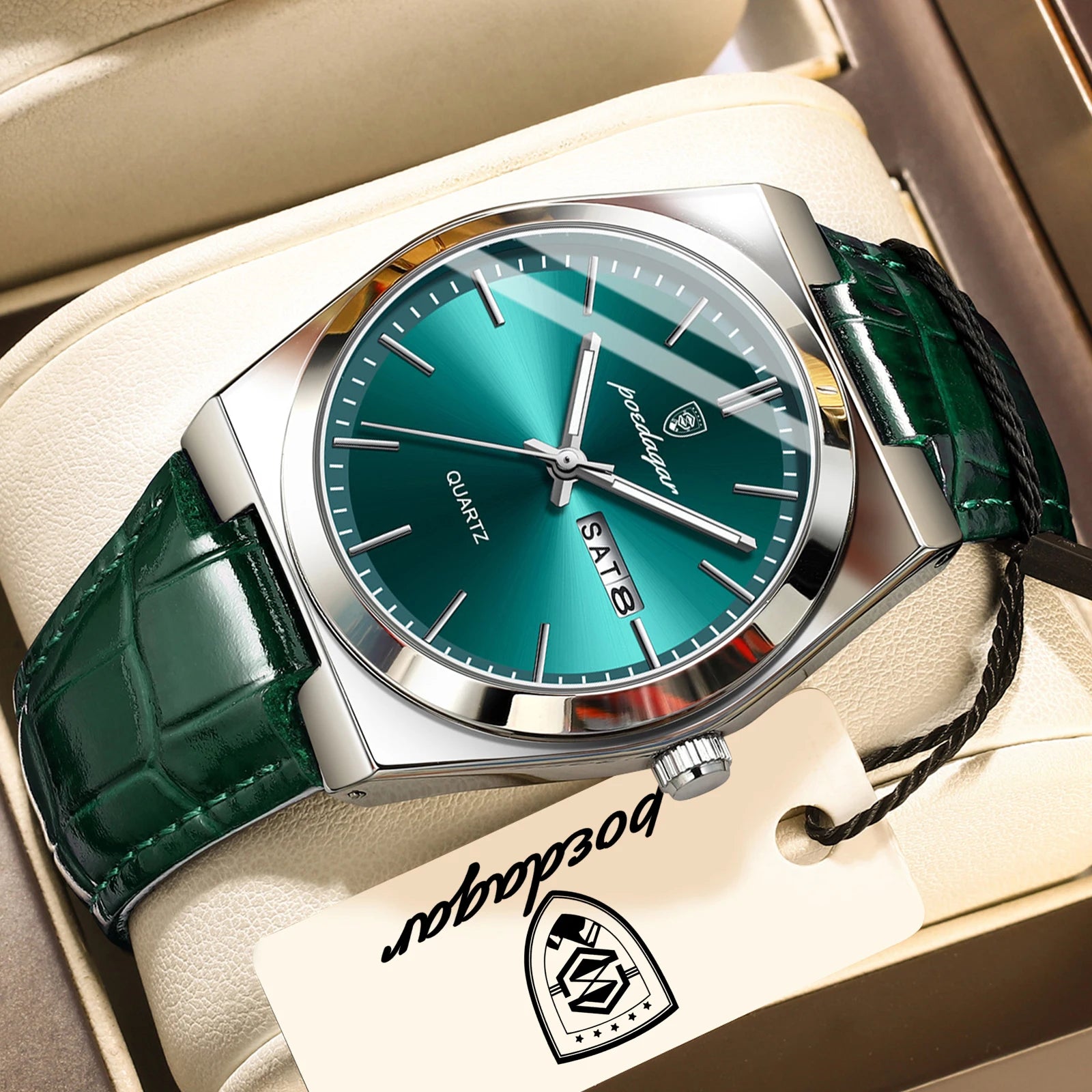 POEDAGAR Top Fashion Casual Men Watch Waterproof Luminous Date Week Man Wristwatch Outdoor Leather Business Men's Quartz Watches