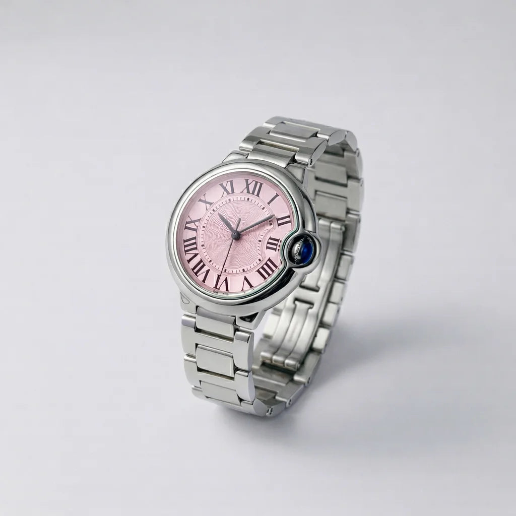 Couple Quartz Watches for Men Women Stainless Steel Roman Numeral Dial Wristwatch Waterproof Matching Watch Set with Gift Box