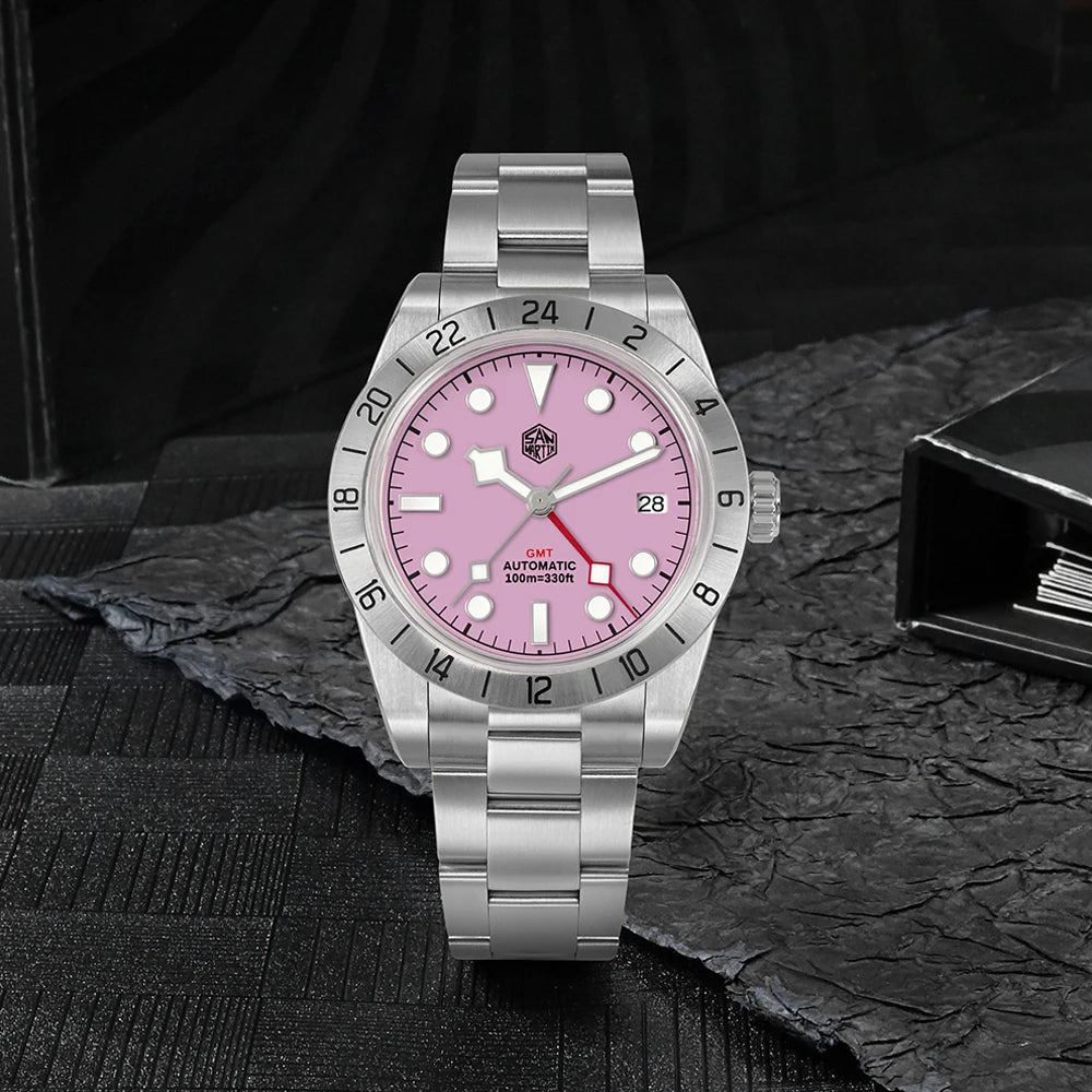 San Martin 39mm Luxury Couple Watches NH34 GMT 316L Stainless Steel Automatic Mechanical Men Watch Gift for boyfriend Sapphire