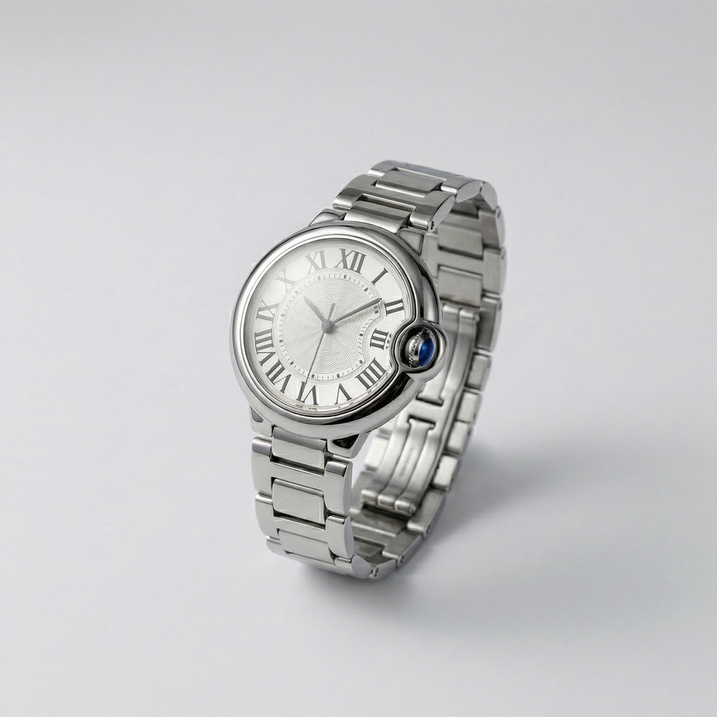 Couple Quartz Watches for Men Women Stainless Steel Roman Numeral Dial Wristwatch Waterproof Matching Watch Set with Gift Box