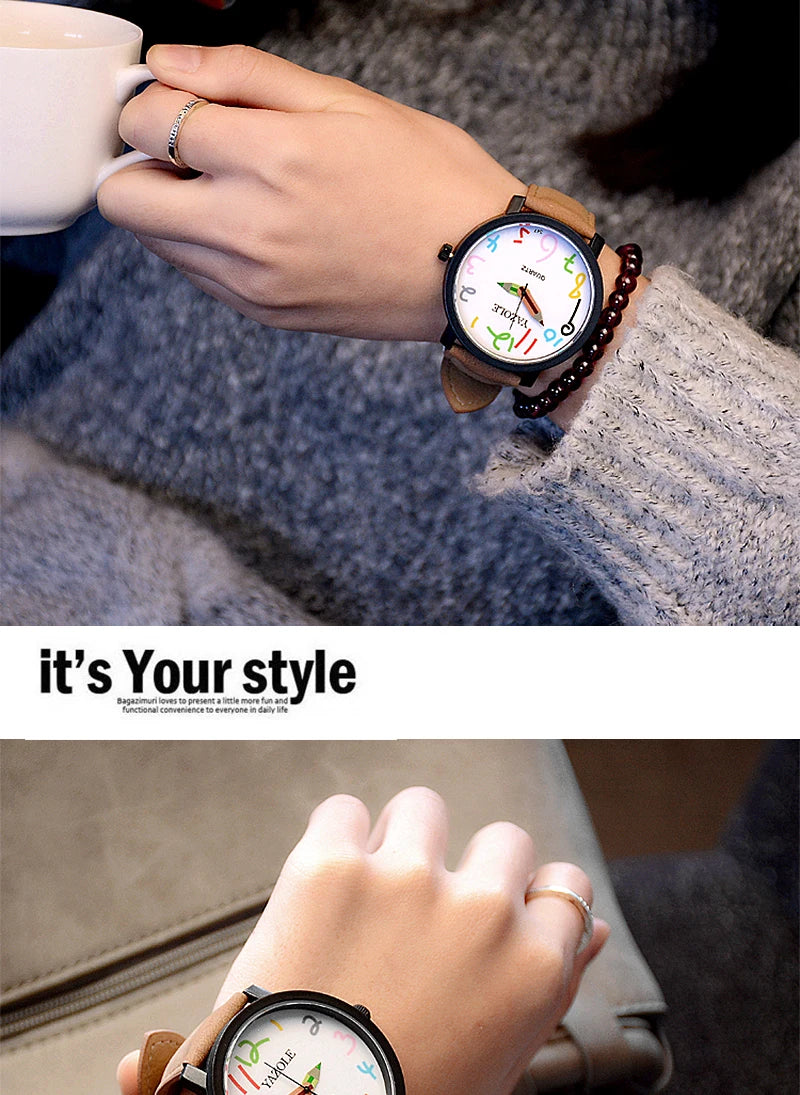 Women Watches Fashion Casual Big Number Analog Watches for Woman Leather Band Ladies Quartz Wristwatches relogio feminino