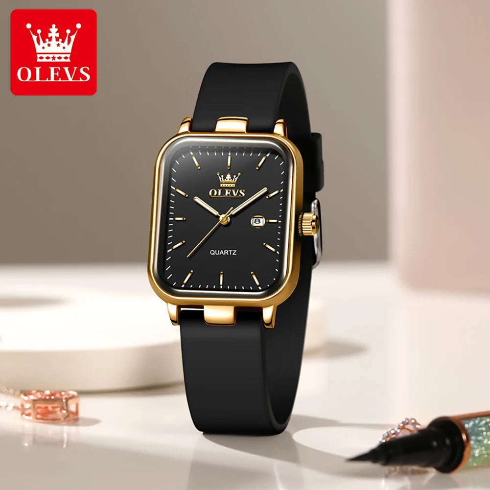OLEVS 7089 Quartz Wristwatches Gift Box Set Women's Watches Fashion Strap Strap Waterproof Auto Date Simple Elegant Ladies Watch