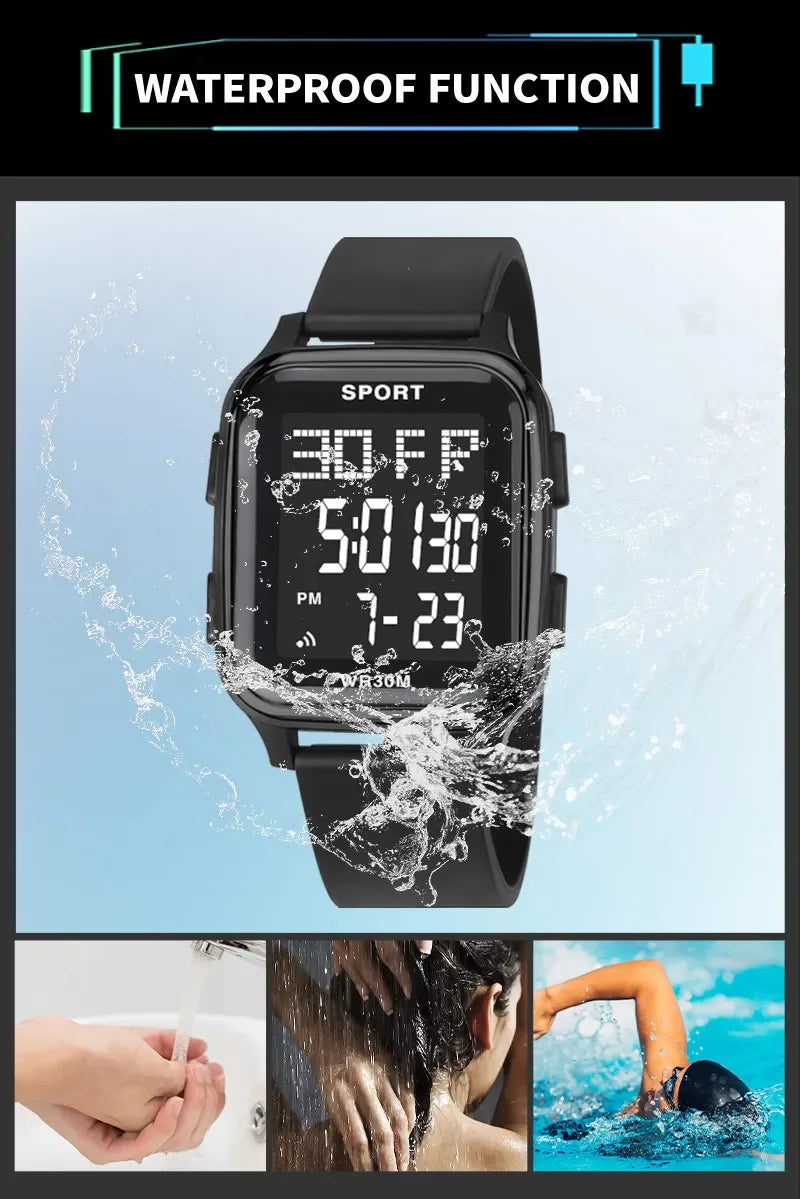 Sports Watches for Men Waterproof Multifunction Electronic Watch Ultra-thin Men's LED Digital Wristwatch for Man Student Gift