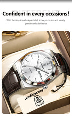 POEDAGAR Top Fashion Casual Men Watch Waterproof Luminous Date Week Man Wristwatch Outdoor Leather Business Men's Quartz Watches
