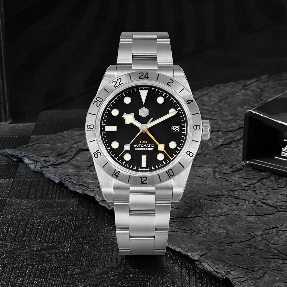 San Martin 39mm Luxury Couple Watches NH34 GMT 316L Stainless Steel Automatic Mechanical Men Watch Gift for boyfriend Sapphire