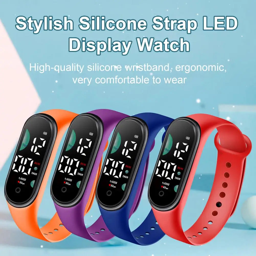 Kids Electronic Watch Sports Waterproof Wrist Watch Large Font Screen LED Display Luminous Auto Date Full Calendar Digital Watch