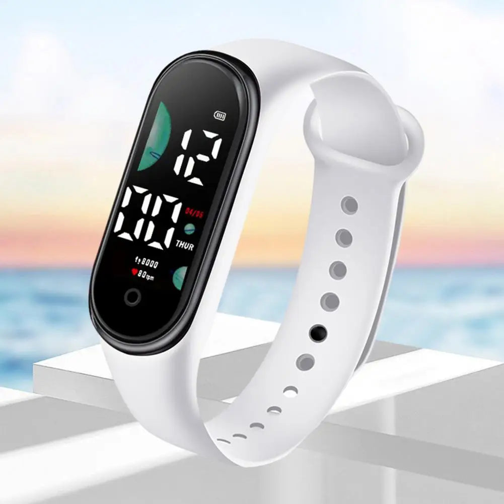 Kids Electronic Watch Sports Waterproof Wrist Watch Large Font Screen LED Display Luminous Auto Date Full Calendar Digital Watch