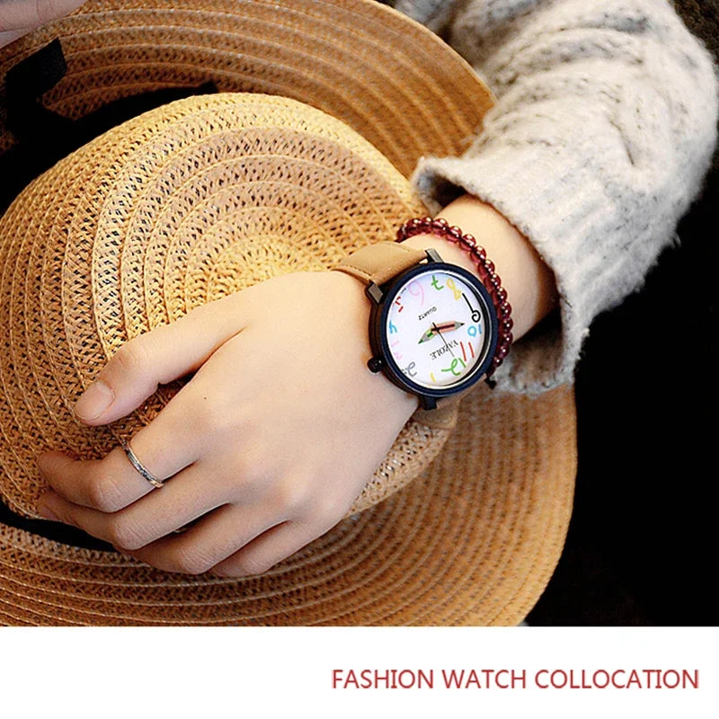Women Watches Fashion Casual Big Number Analog Watches for Woman Leather Band Ladies Quartz Wristwatches relogio feminino