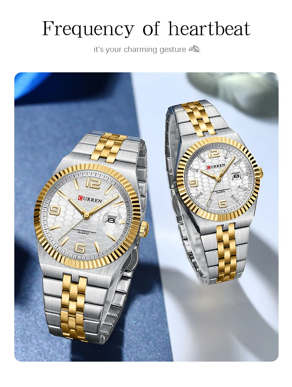CURREN Couple Watches Waterproof Luminous Wristwatch for Lover Date Men‘s and Women's Wristwatch Simple Fashion